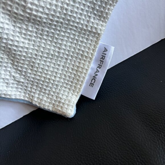 Air France bunny rabbit toy plush baby lovey white blue waffle washcloth 6" - Picture 2 of 4